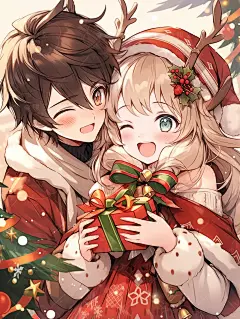 Ai绘画 | 圣诞节情侣 头像壁纸