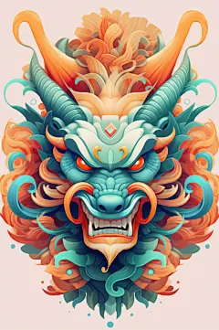 AI数字艺术龙年龙头中国龙插画元素-众图网