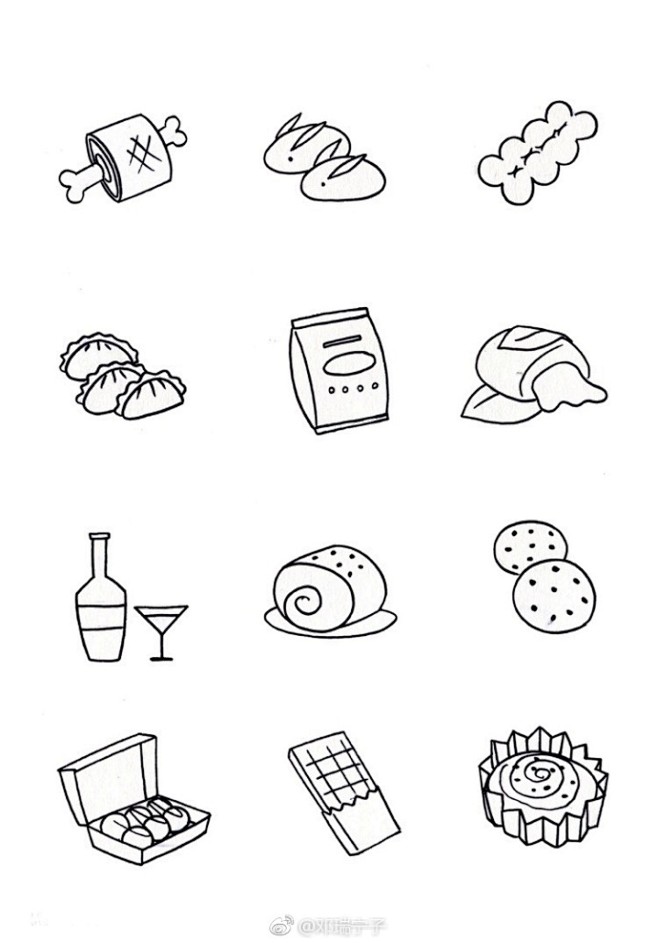 一波食物类简笔画！（作者：邓瑞宁子）