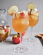 apple cider sangria! Thanksgivingggg    1 bottle (standard size) of pinot grigio  2 1/2 cups fresh apple cider  1 cup club soda  1/2 cup ginger brandy  3 honey crisp apples, chopped  3 pears, chopped    directions:  Combine all ingredients together and st