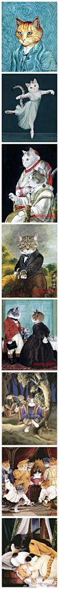 欢迎来到喵星人国度！Susan Herbert，一位以画猫著名的英国画家。她生于1945年，在从事艺术创作之前没有接受过任何专业训练。Susan Herbert的猫咪画都是取材自著名的戏剧、文学和电影作品，她笔下的猫咪画场景多变，意蕴丰富。有的甚至达到了每幅三千英镑不止的高价http://t.cn/zl7XdTz