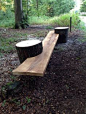 Build your own garden bench. All you need is a couple of tree stumps, a long piece of wood, and a saw to slit the stumps where the wood will fit into them.