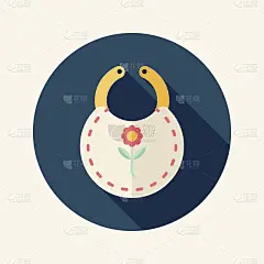 婴儿围嘴扁平图标与长影子，EPS 10