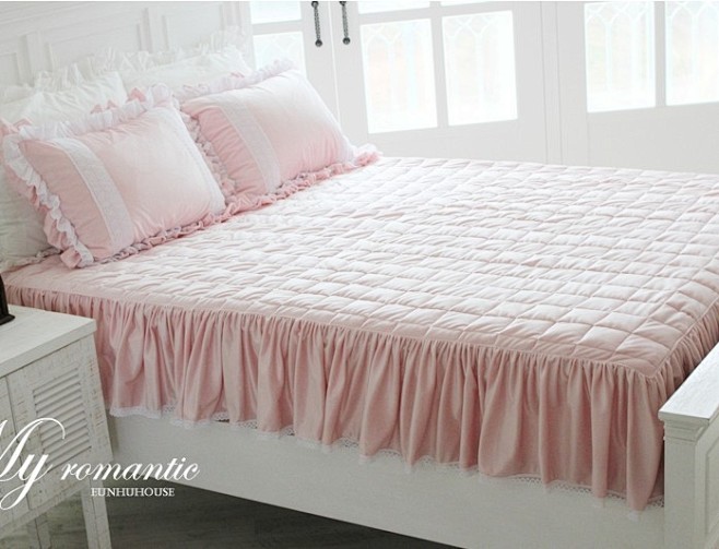 粉色公主床上用品韩式床裙床单 