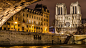 General 1920x1080 architecture cityscape city building old building street cathedral street light Paris France Notre-dame river bridge trees lamps