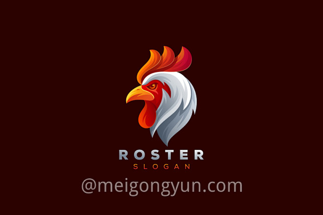 渐变多彩公鸡鸡头动物logo商标矢量素材logoillustrationgradient
