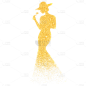 黄色水彩光点妇女节细闪剪影