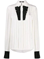 pleated plastron poplin shirt