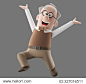 3d cartoon illustration of old man, happy smiling cute senior, isolated character