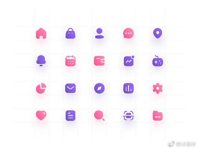 #图标设计# 吸引人毛玻璃质感简洁的ICON设计分享 -花瓣网