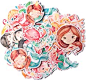 Navy Peony Happy Mermaid Stickers and Fish Decals (60 Pieces) | Sea Animal Stickers for Party Favors and Scrapbooks | Cute Ocean Stickers for Kids | Waterproof Stickers for Water Bottles and Laptops