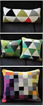 Crocheted graphic cushions by Australian crafter and blogger, Kylie Hunt