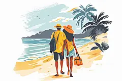 扁平风旅游旅行山野插画