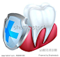 A medical dental illustration of a tooth and gum being protected by a shield 