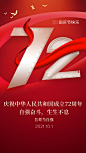 国庆节祝福72周年创意竖版海报