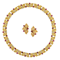 wo-Color Gold and Cabochon Ruby Necklace and Pair of Earclips, Buccellati