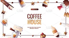 横幅咖啡店，咖啡厅，咖啡吧，咖啡师，饮料概念。