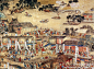 #明四家#【 明 仇英 《南都繁会图》 】卷，绢本，44×350cm，中国国家博物馆藏。此卷全称《南都繁会景物图卷》，因真实地反映了明朝旧都南京市井情形，一直享有“南京本土的《清明上河图》”之盛誉。画面从右至左由郊区农村田舍始，以城市的南市街和北市街为中心，在明皇宫前结束