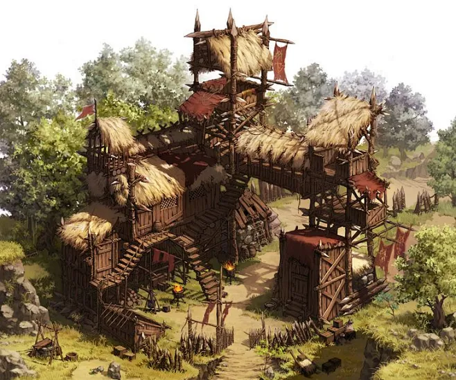forest camp outpost landscape location environment architecture ...