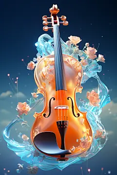 梦幻云朵天空之境唯美音乐乐器插画