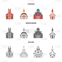 礼拜,寺庙,图标,传统,新教,东正教,建筑