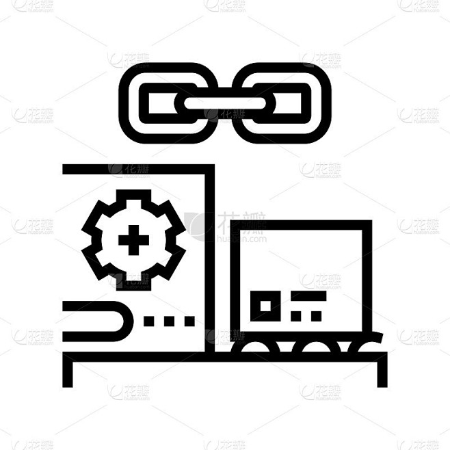 供应链线图标矢量插图