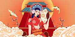 米缸守护者采集到插画/人物/国潮风/京剧/戏腔/戏曲/国粹