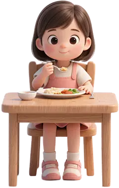 女孩吃饭卡通3d