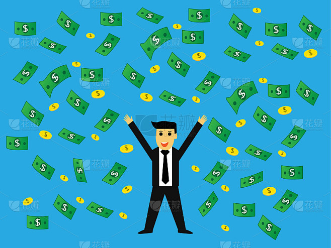 商人赚了很多钱，从成功中创造金钱，商业理念