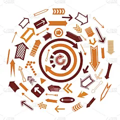 一套箭头，手绘矢量插图。