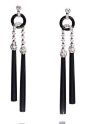 A pair of art deco enamel, onyx and diamond pendent earrings, by Van Cleef & Arpels, circa 1925. Bonham's London April 2014 Auction.