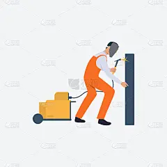 焊机平图标。工人,面具