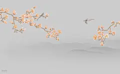 中式 山水 花枝 花鸟 玉兰 刺绣 室内软装装修设计 壁画 墙布 壁纸 墙画 电视床头客厅背景墙 卧室 别墅 酒店