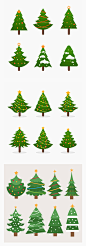 节日圣诞树主题圣诞节扁平各种圣诞树冬天节日插画元素AI矢量素材-淘宝网