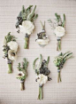 Pretty Boutonnieres for a simple earthy wedding theme