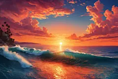 海景日出大海美景摄影图