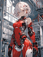 赤いボディカラーのサイボーグさん Cyborg girl with red body color #AIサイボーグ #AIイラスト #AIArtwork httpst