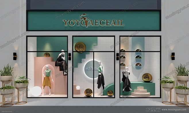 现代服装店橱窗装修效果图模型