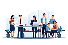 数据分析企业精神工作报表扁平风插画