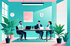 办公主题扁平风商务办公场景插画