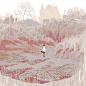 日本插画师Tadahiro Uesugi，画师对点线面元素的使用非常熟练，给人强烈的平面构成感，形式感。#王国分享# 作者主页：O网页链接