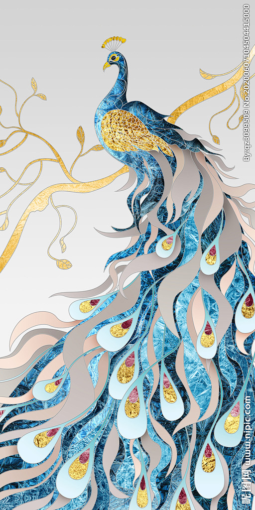 抽象孔雀画