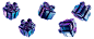 PSD 3d set holographic gift box on isolated background present with neon colors 3d render