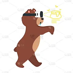 卡通棕色灰熊