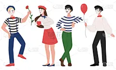 哑剧,男人,女人,成年的,喜剧演员,小丑,男孩,女孩,白色