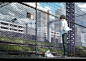 Anime 1500x1060 building digital art city flowers grass short hair anime