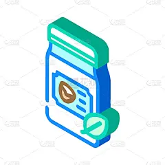 纯椰子油的头发和皮肤等距图标矢量插图