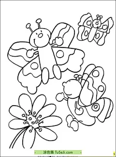 11张花园中昆虫忙碌蝴蝶毛毛虫蜘蛛涂色卡通简笔画大全！ | 涂色集，涂色画打印大图 : 当阳光透过树梢，洒在花朵盛开的草地上，一只蝴蝶悄然出现，它的翅膀在阳光下闪烁着绚丽的光芒。它的翅膀是大自然的杰作，上面布满了精致的图案和色彩，仿佛是精心绘制的艺术品。蝴蝶开始缓缓地拍动翅膀，每一次扇动都显得那么轻盈而有节奏。它在空中翩翩起舞 11张花园中昆虫忙碌蝴蝶毛毛虫蜘蛛涂色卡通简笔画大全！