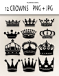Crown Clip Art - Digital clipart crowns for invitations, scrapbooking- PNG and jpg - Clipart Designs INSTANT DOWNLOAD 226. $2.50, via Etsy.: 