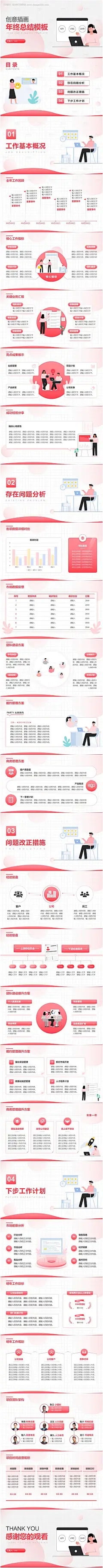 源文件下载【粉色插画扁平风互联网年终总结PPT】编号：79440009334604703